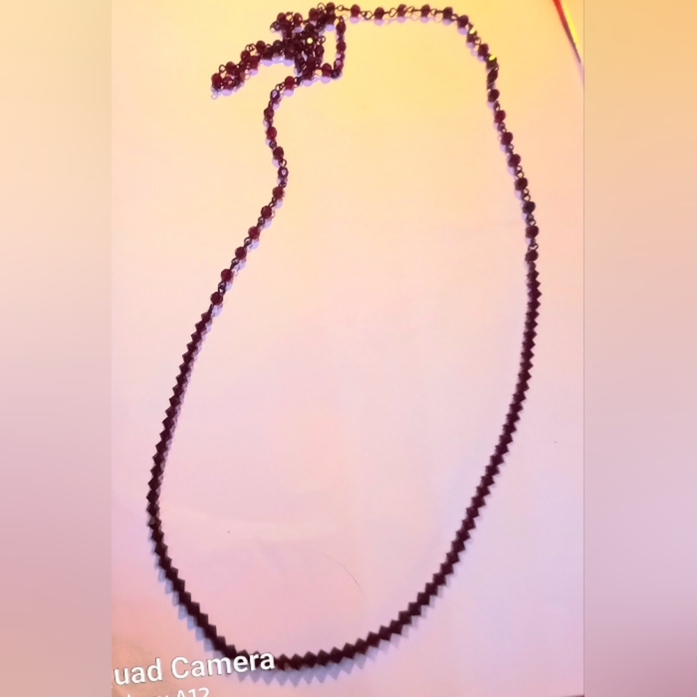 Garnet Coloured Necklace Long